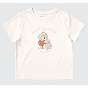 Mofusand x Uniqlo Teddy Bear Meow Short Sleeve T-shirt in Off White